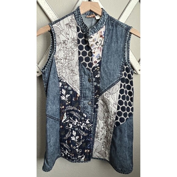 LA Blend Women’s M Boho Patchwork Multi-Pattern Vest - Picture 1 of 8